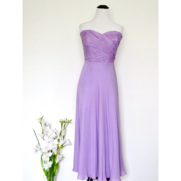 Lauren Ralph Lauren Strapless Silk Chiffon Dress Lavender Purple SZ 10 - Picture 1 of 5